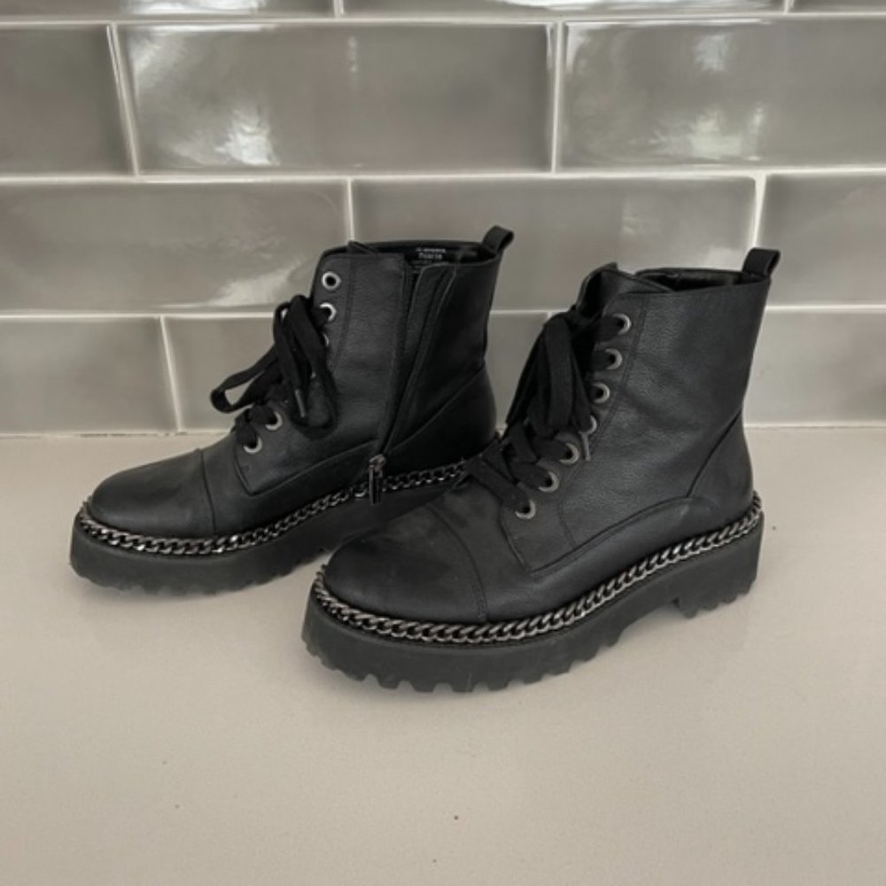 Vince Camuto Black Mindinta Round Combat Boot